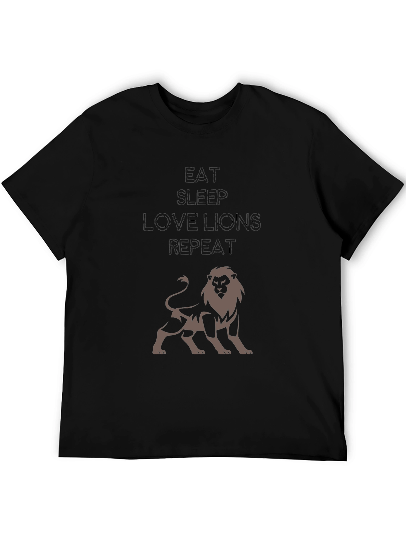 Eat Sleep Love Lions Repeat Black T-Shirt
