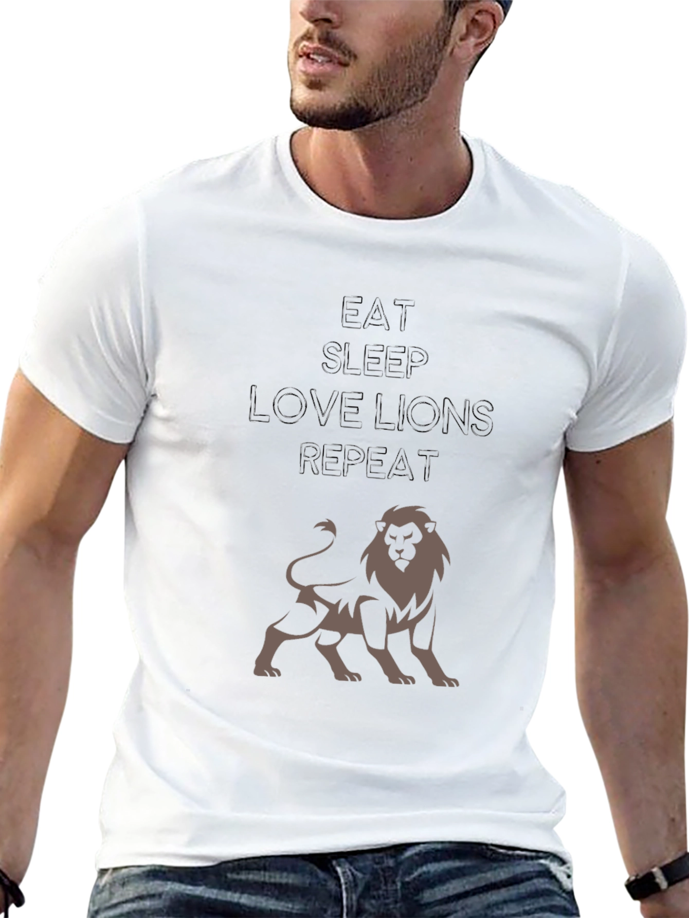 Eat Sleep Love Lions Repeat Black T-Shirt