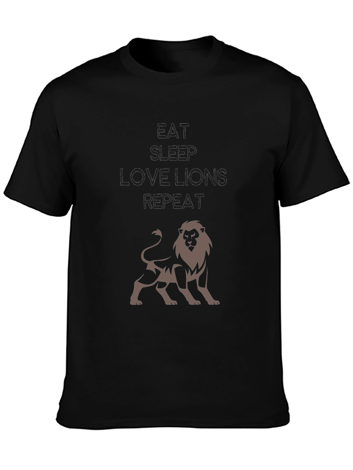Eat Sleep Love Lions Repeat Black T-Shirt