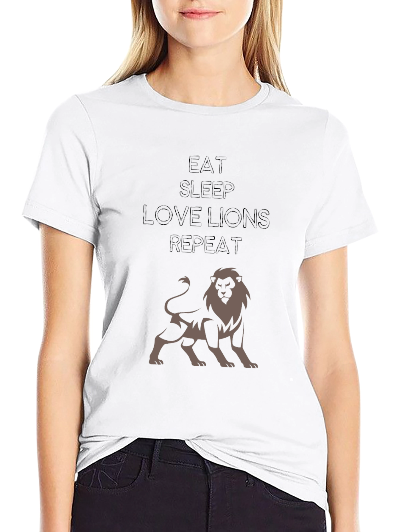 Eat Sleep Love Lions Repeat Black T-Shirt