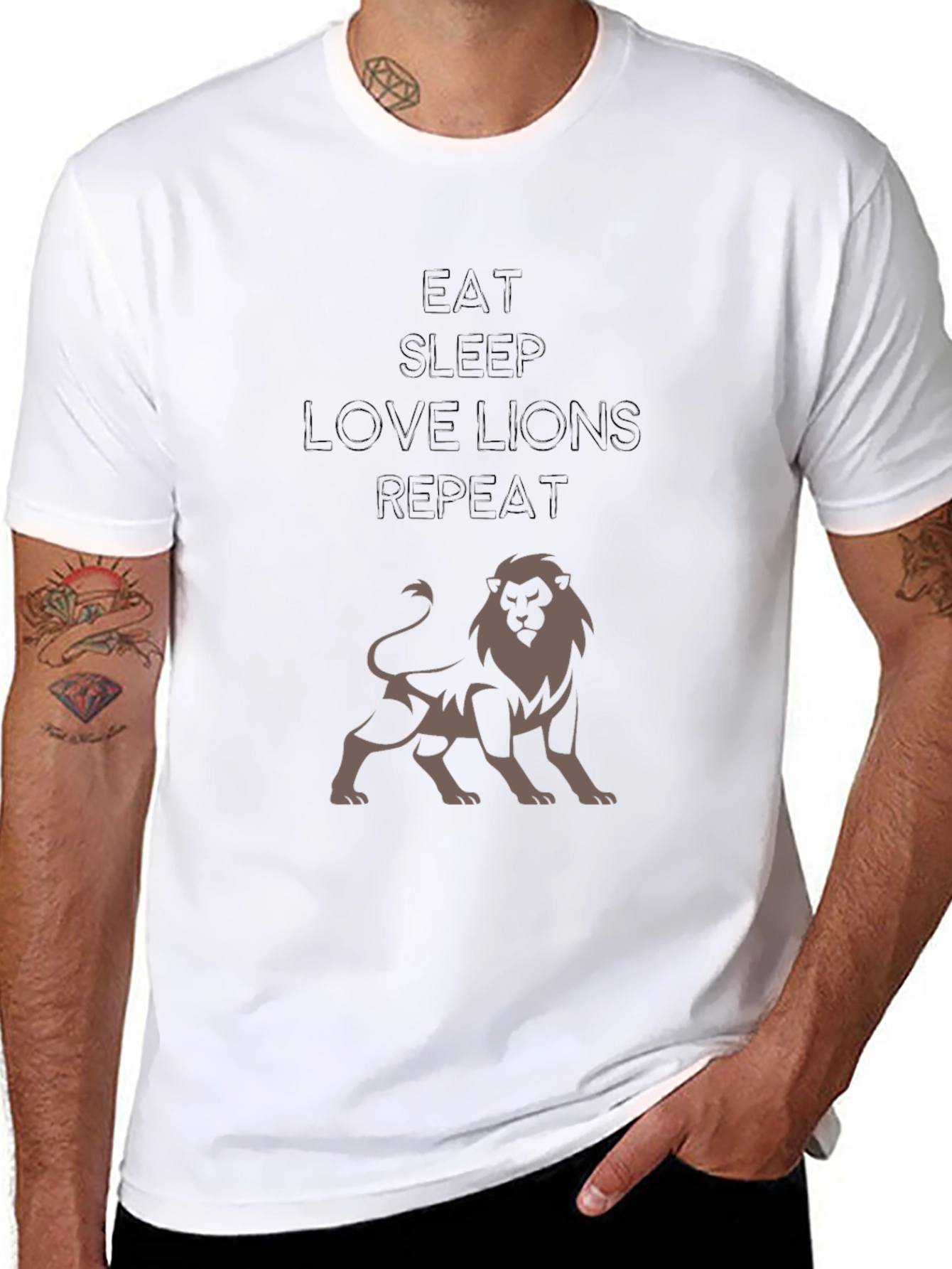 Eat Sleep Love Lions Repeat Black T-Shirt