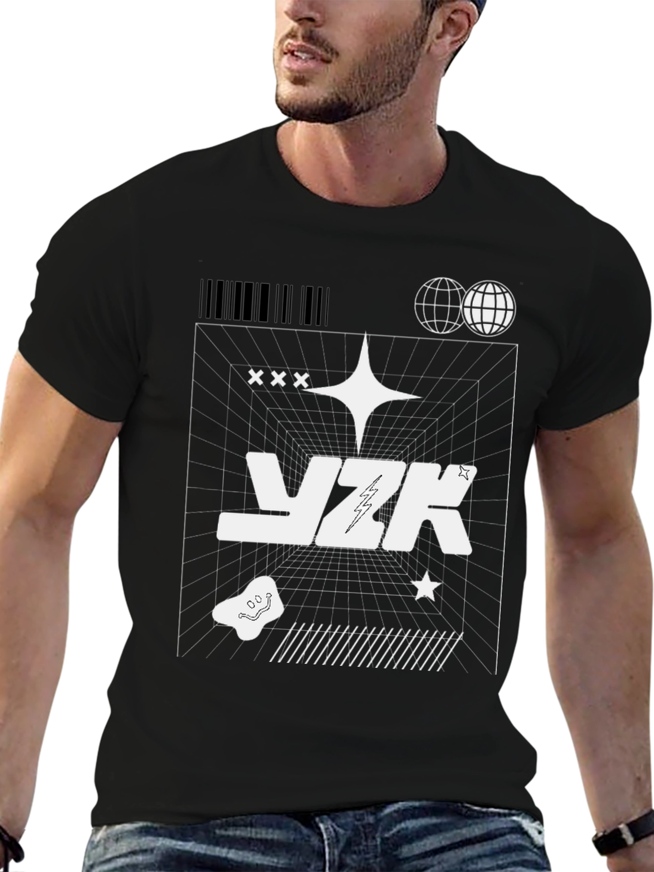 Trendy Black Graphic Print T-Shirt