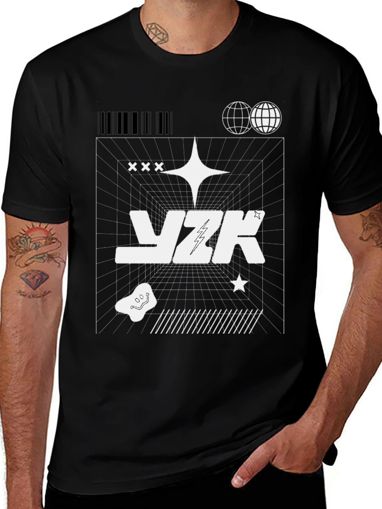 Trendy Black Graphic Print T-Shirt
