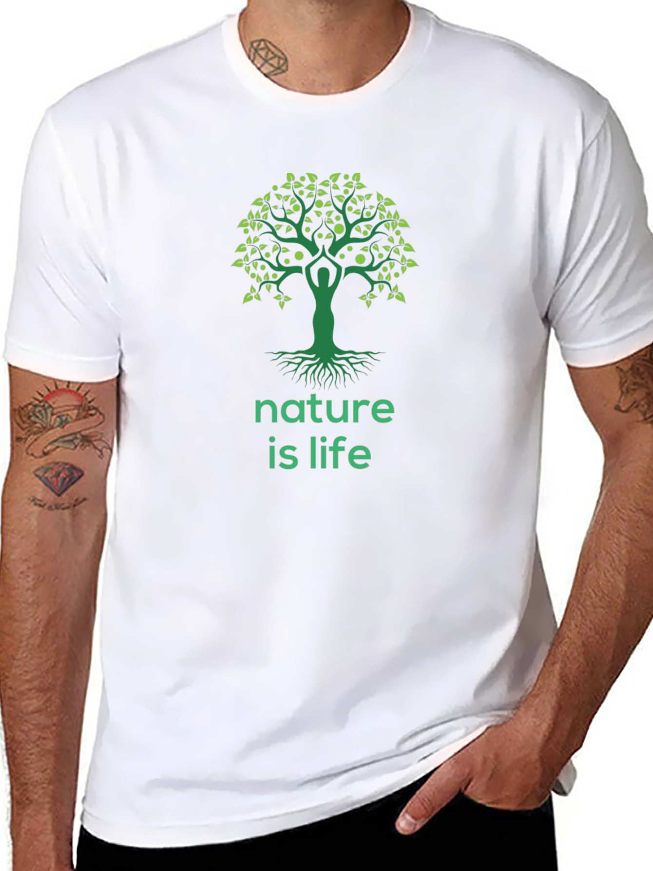 Nature is Life Graphic Tee - Black Cotton Blend