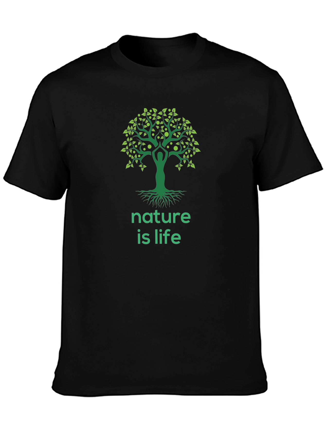 Nature is Life Graphic Tee - Black Cotton Blend