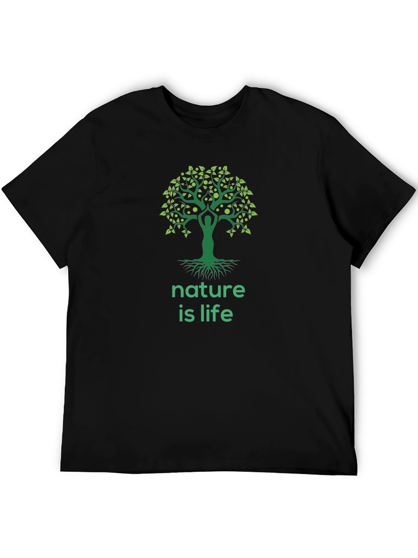 Nature is Life Graphic Tee - Black Cotton Blend