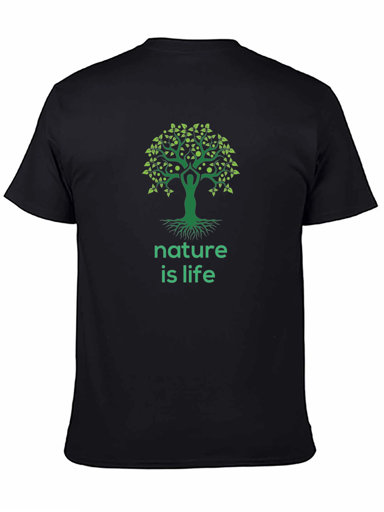 Nature is Life Graphic Tee - Black Cotton Blend