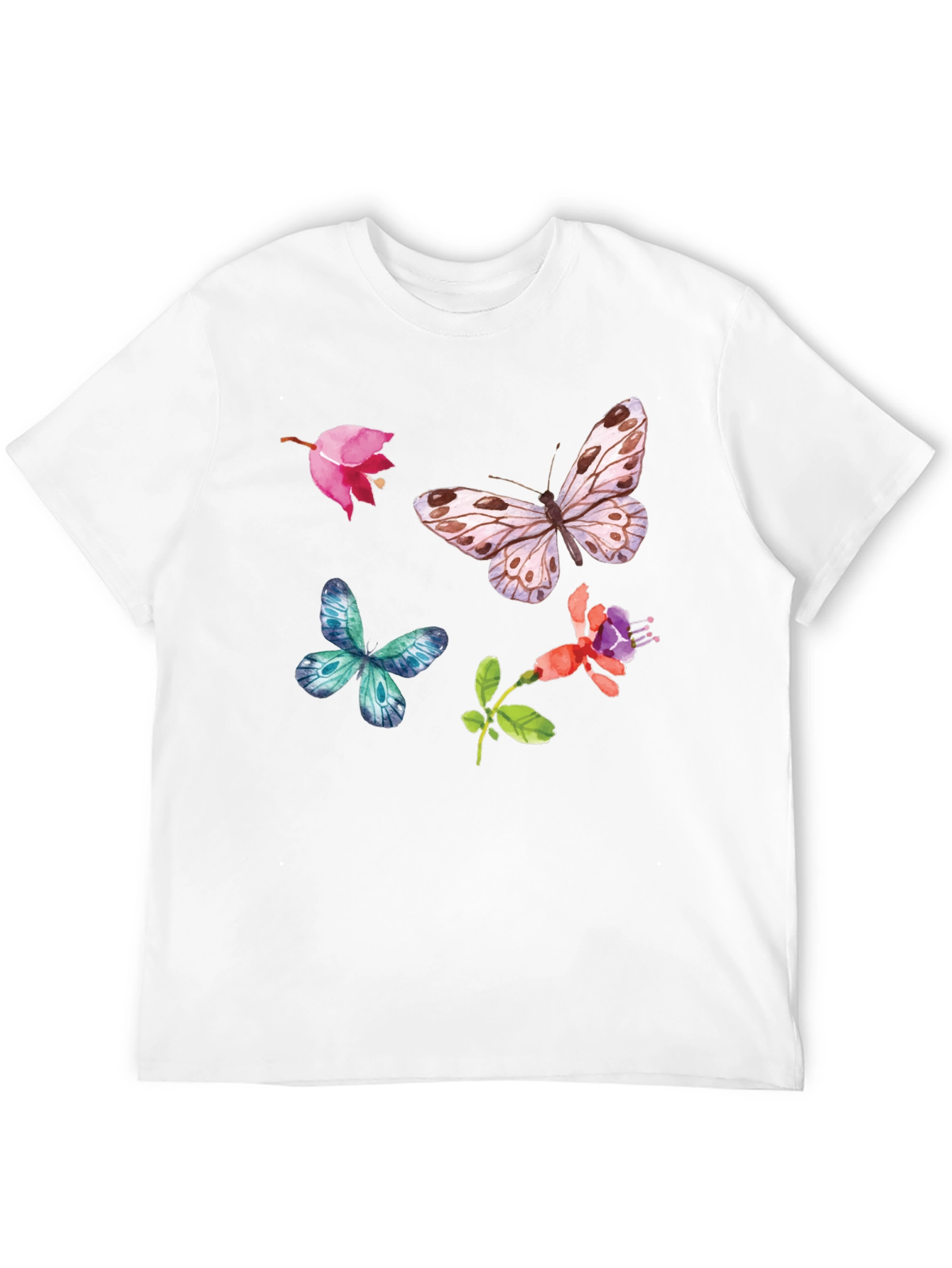 Floral Butterfly Graphic Tee - Black Casual Top