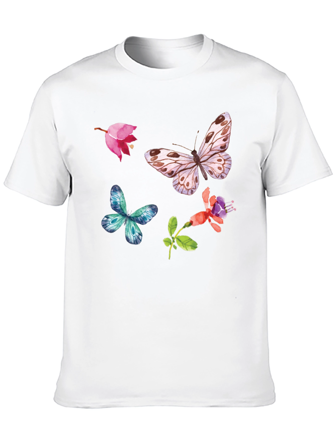Floral Butterfly Graphic Tee - Black Casual Top