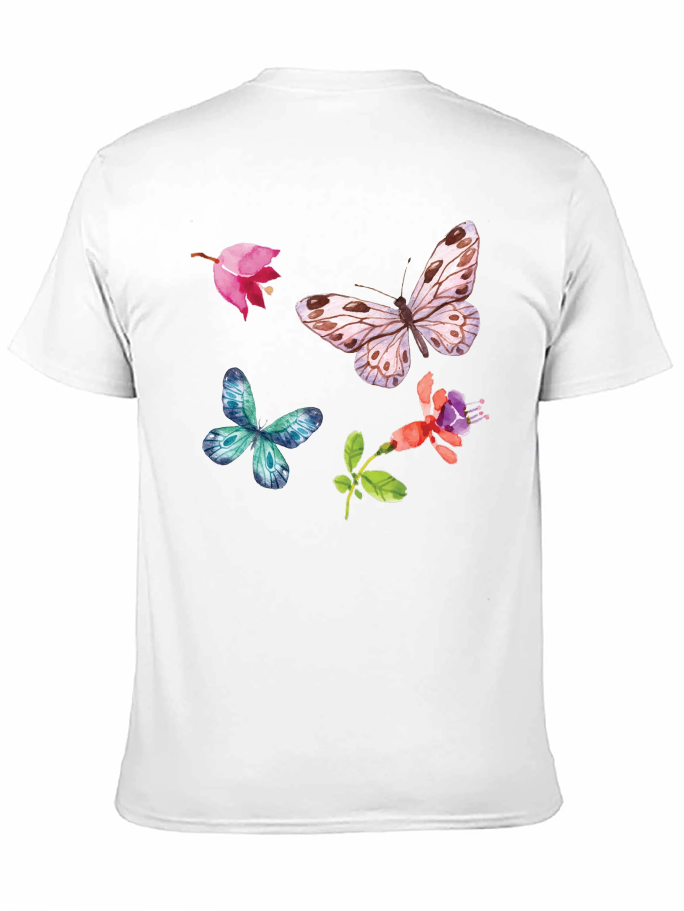 Floral Butterfly Graphic Tee - Black Casual Top