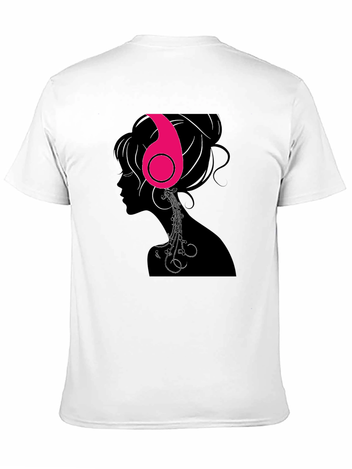 Headphones Girl Graphic Tee - Black Cotton T-Shirt