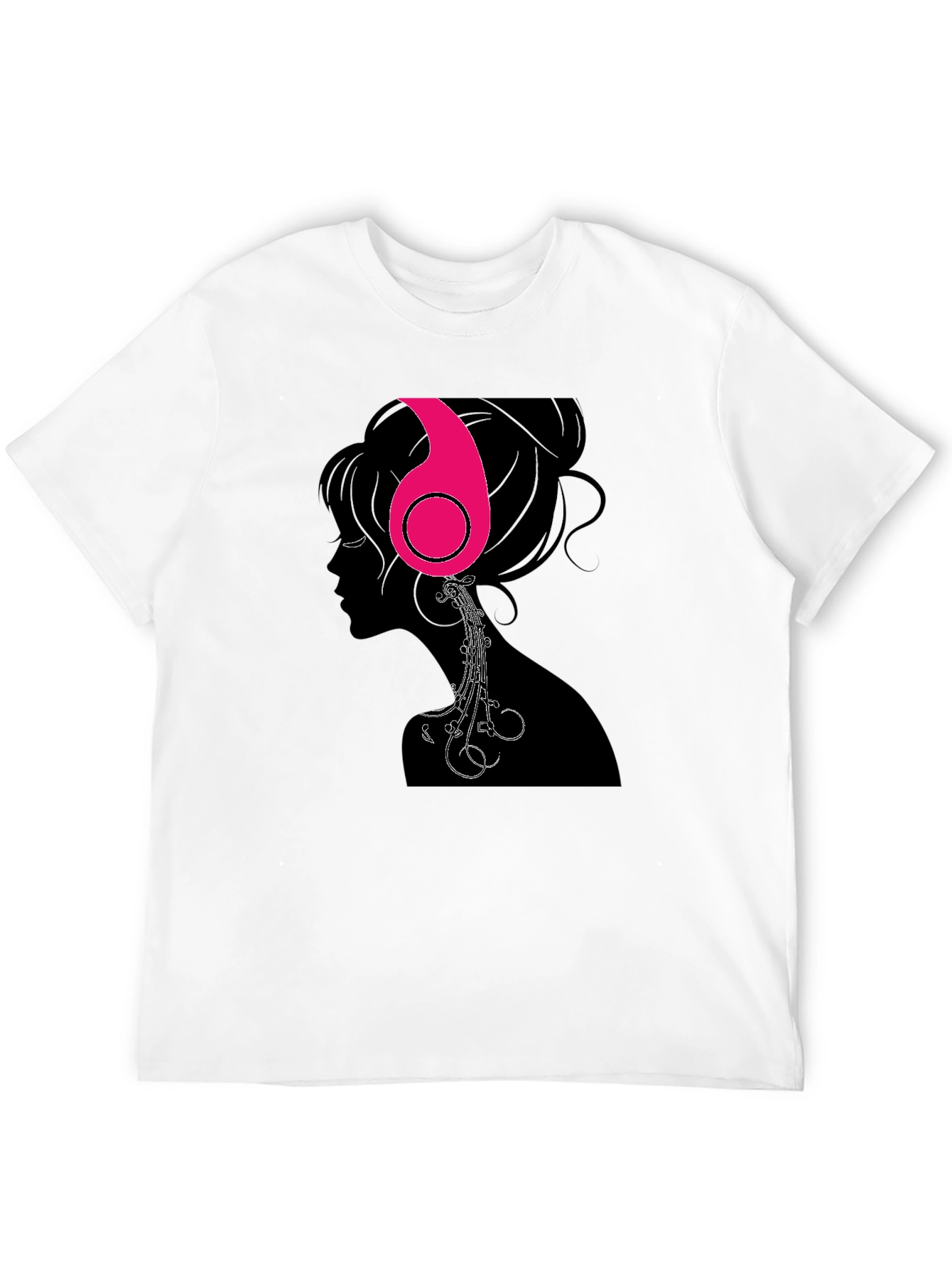 Headphones Girl Graphic Tee - Black Cotton T-Shirt