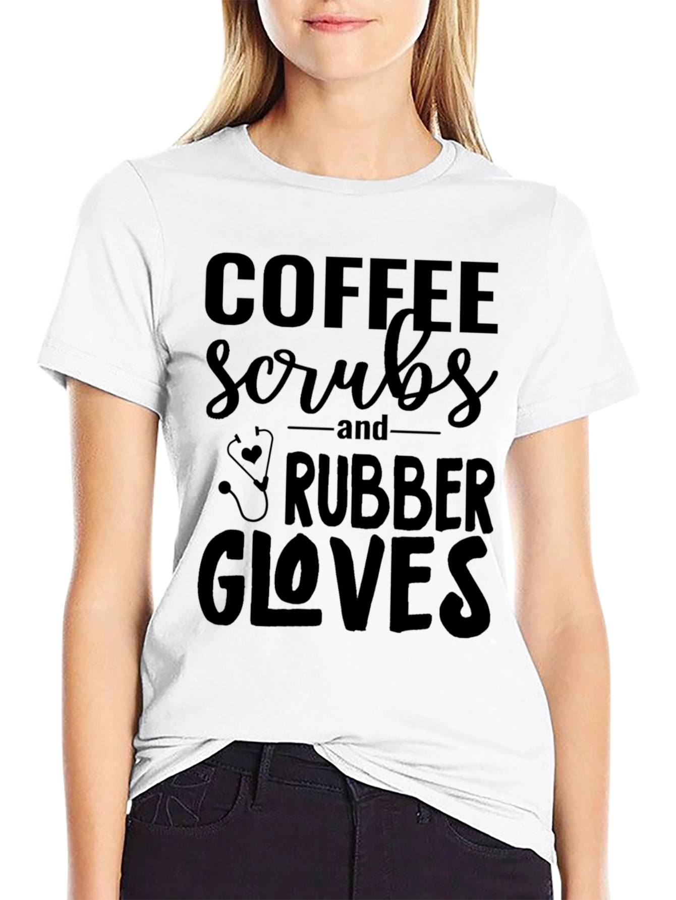 Coffee Scrubs Rubber Gloves Graphic Tee - Nurse T-Shirt