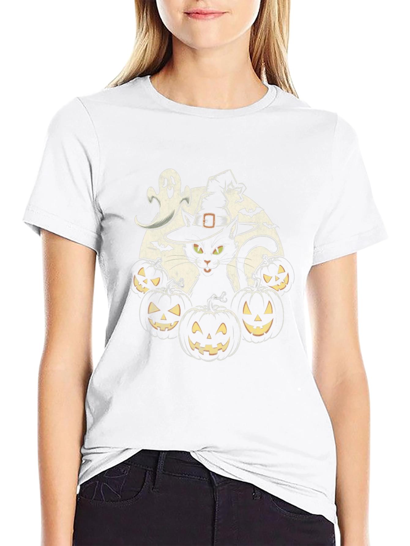 Halloween Cat & Pumpkins T-Shirt