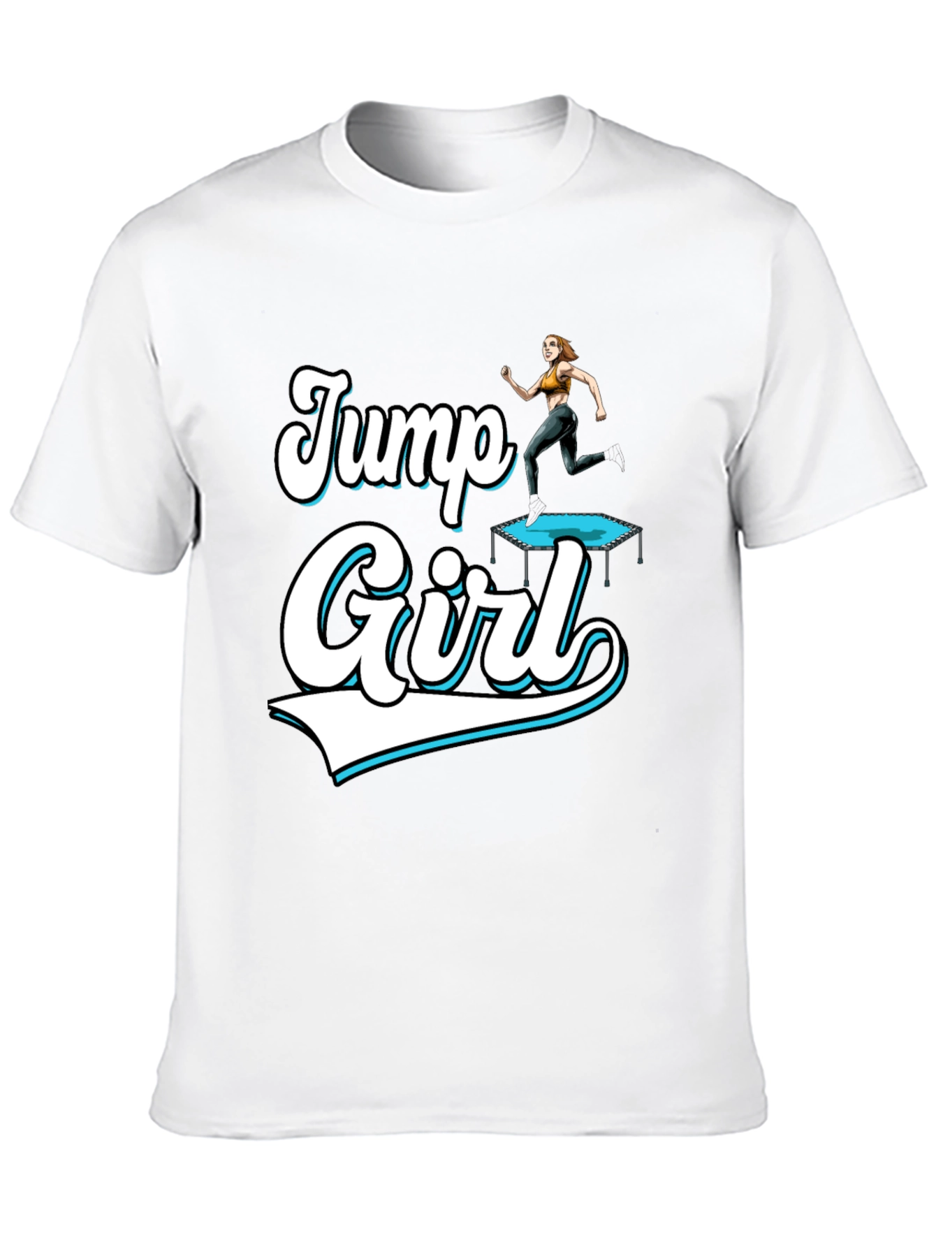 Jump Girl Black T-Shirt Fun Design