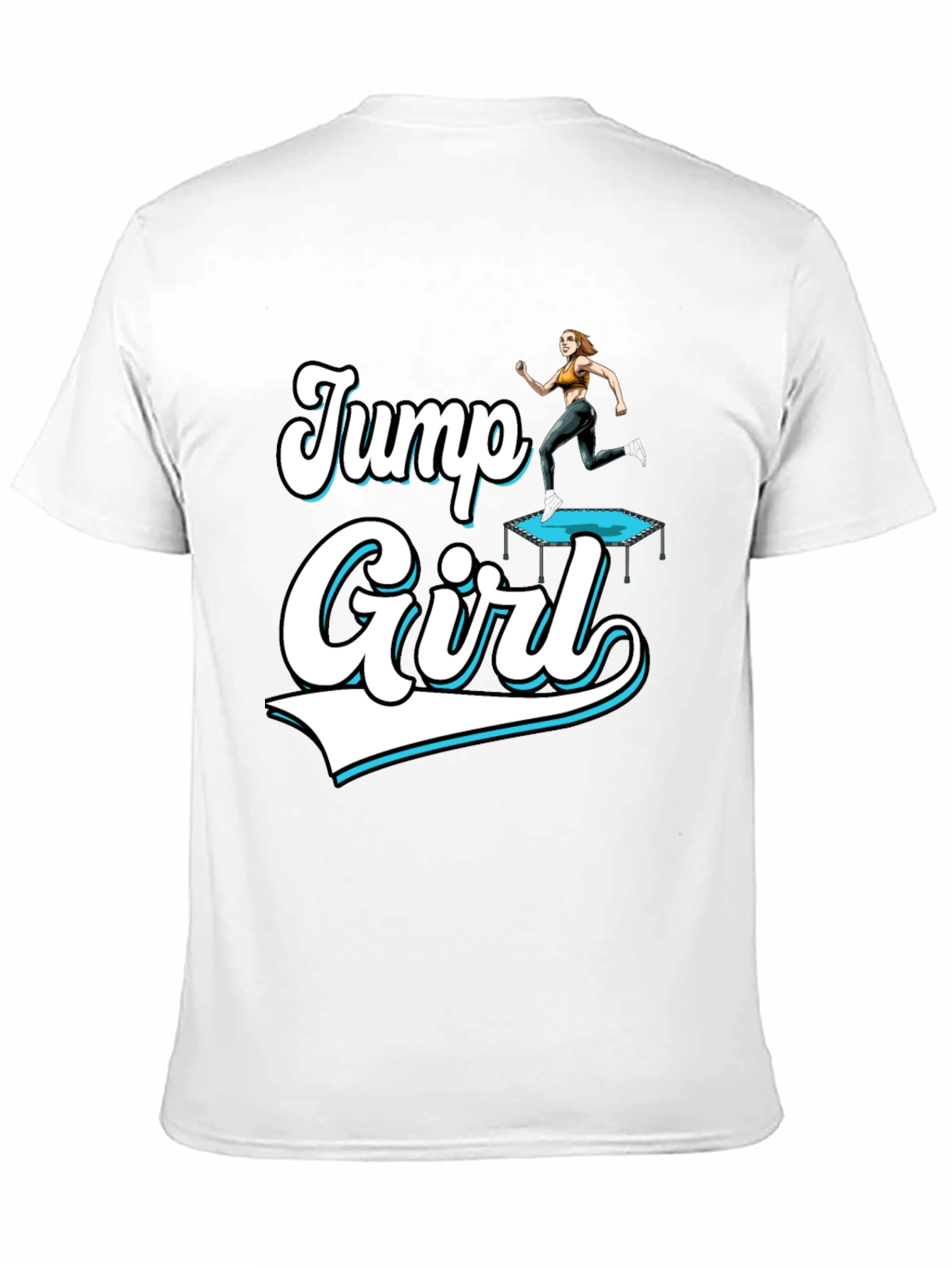 Jump Girl Black T-Shirt Fun Design
