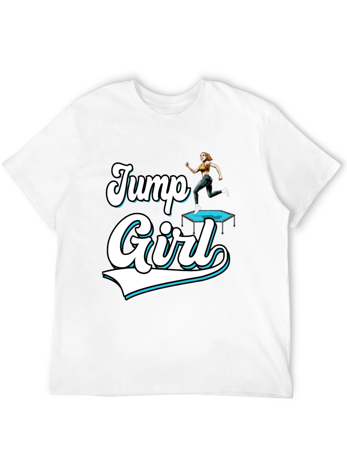 Jump Girl Black T-Shirt Fun Design