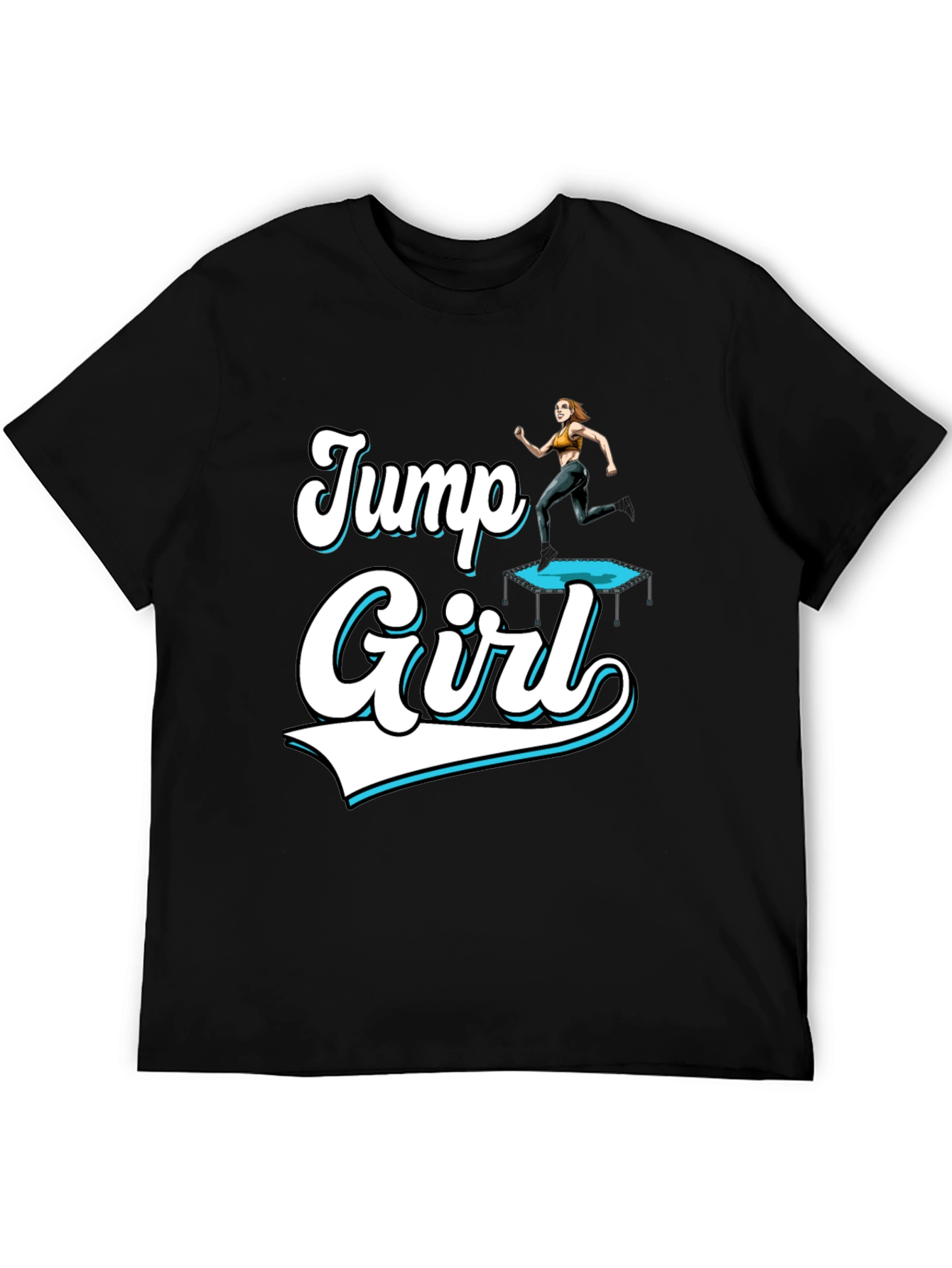 Jump Girl Black T-Shirt Fun Design