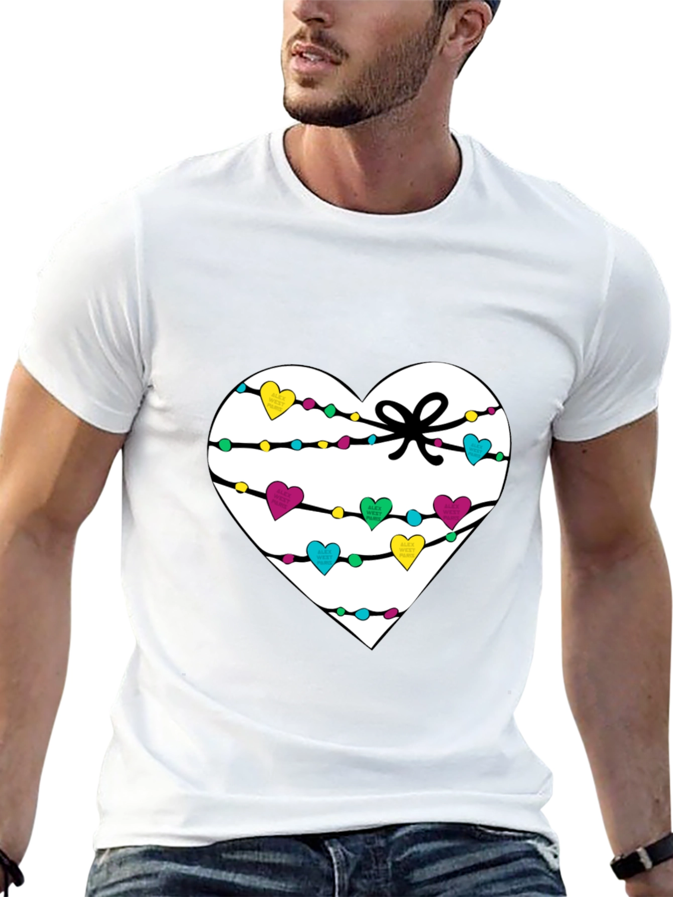 Heart Lights T-Shirt - Mens Black Tee
