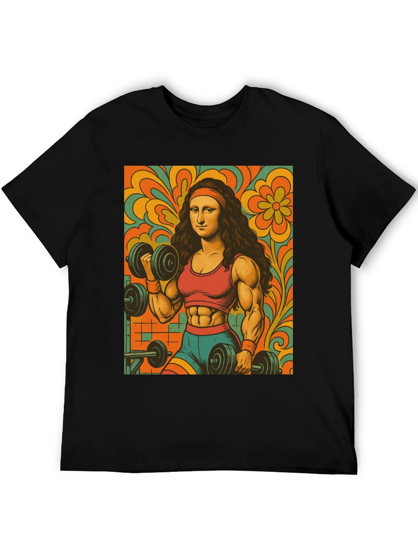 Mona Lisa Gym T-Shirt - Retro Fitness Art Tee