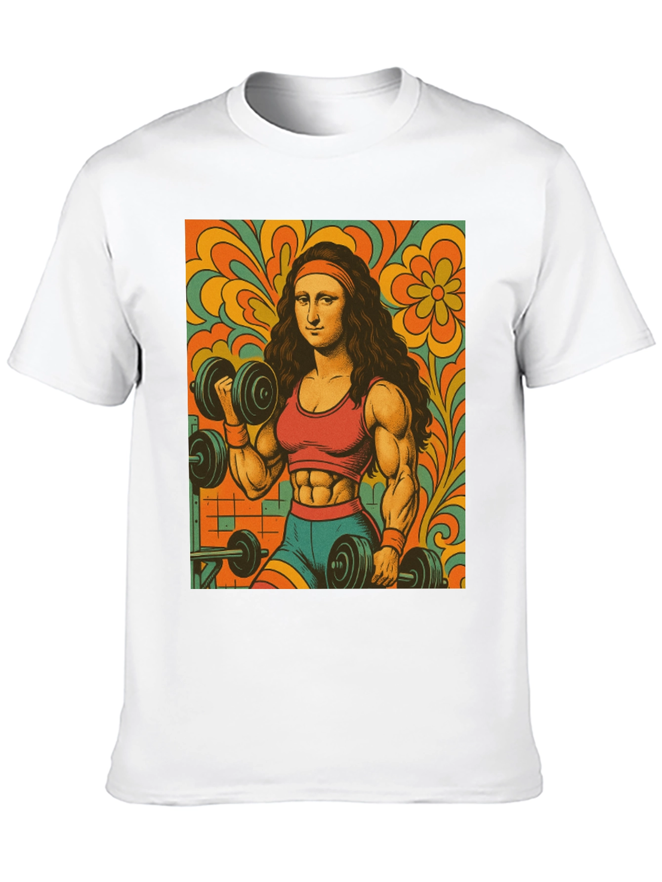 Mona Lisa Gym T-Shirt - Retro Fitness Art Tee