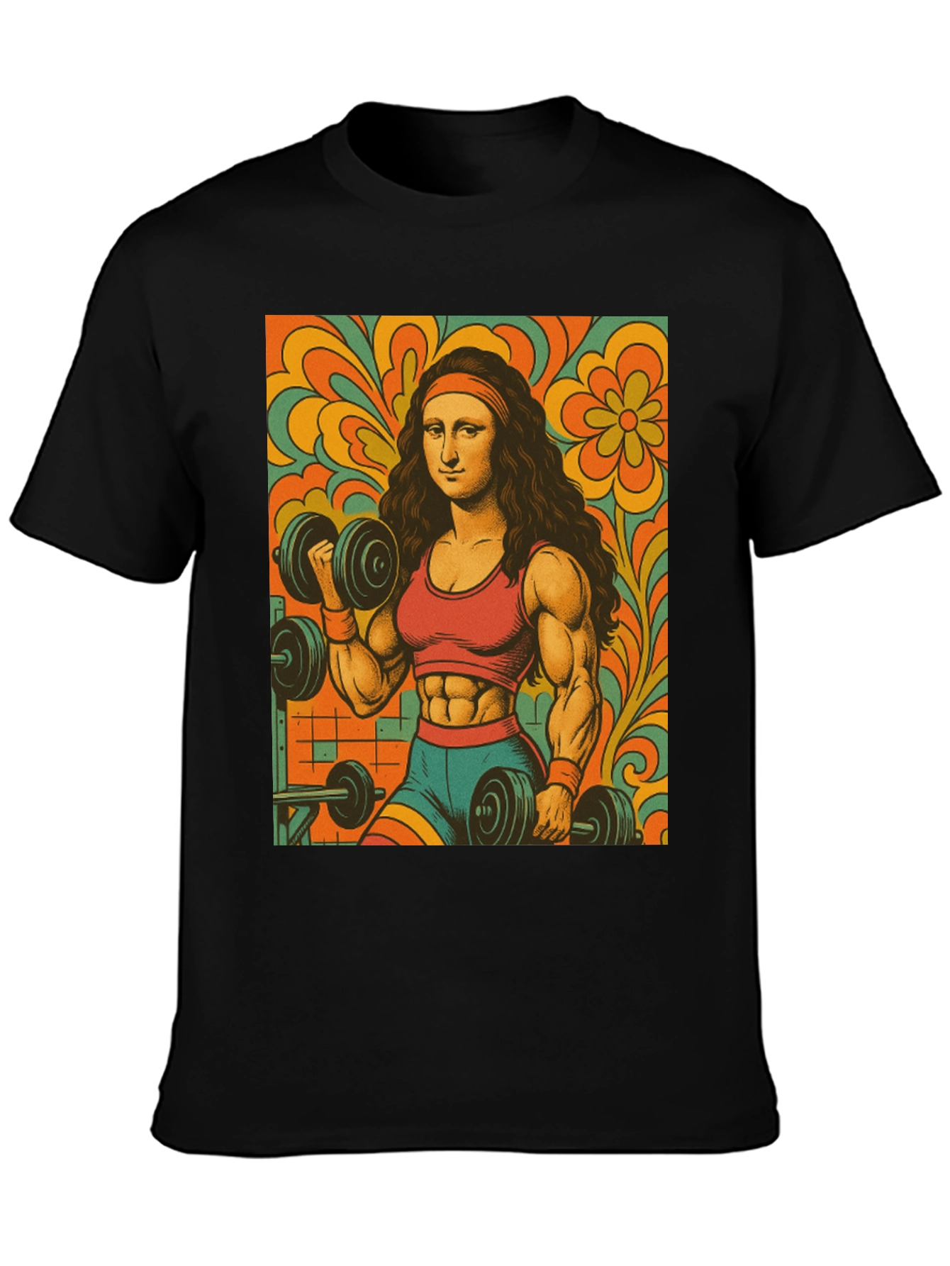 Mona Lisa Gym T-Shirt - Retro Fitness Art Tee