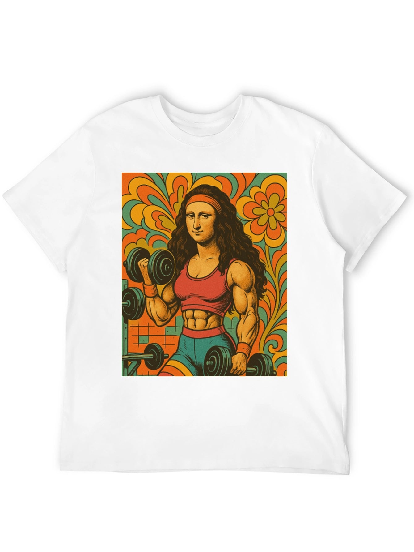 Mona Lisa Gym T-Shirt - Retro Fitness Art Tee