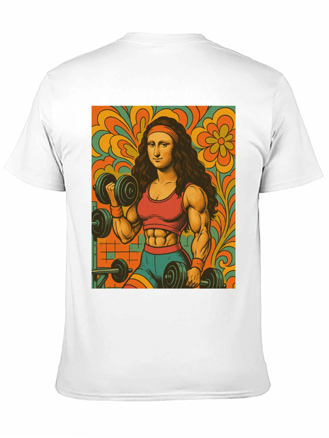 Mona Lisa Gym T-Shirt - Retro Fitness Art Tee
