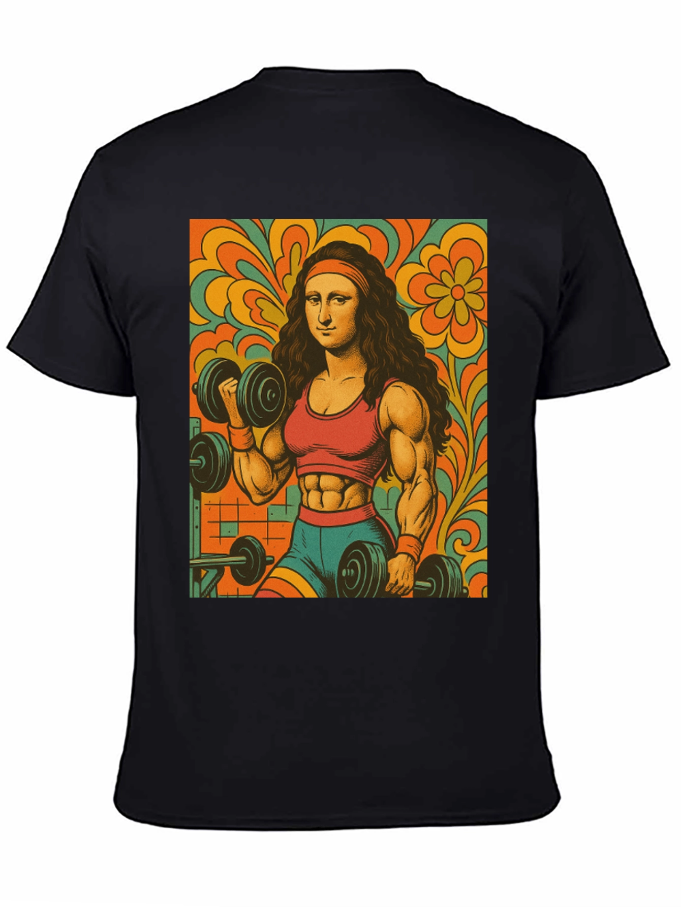 Mona Lisa Gym T-Shirt - Retro Fitness Art Tee
