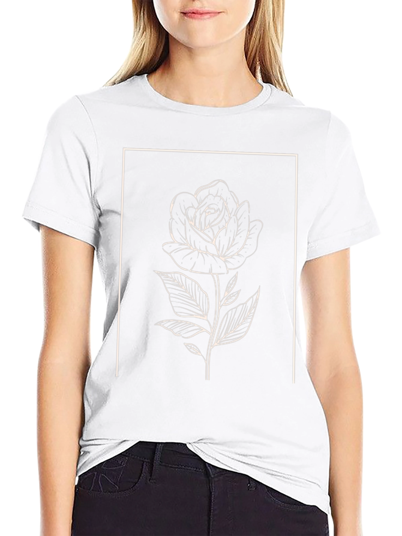 Elegant Rose Graphic Black T-Shirt