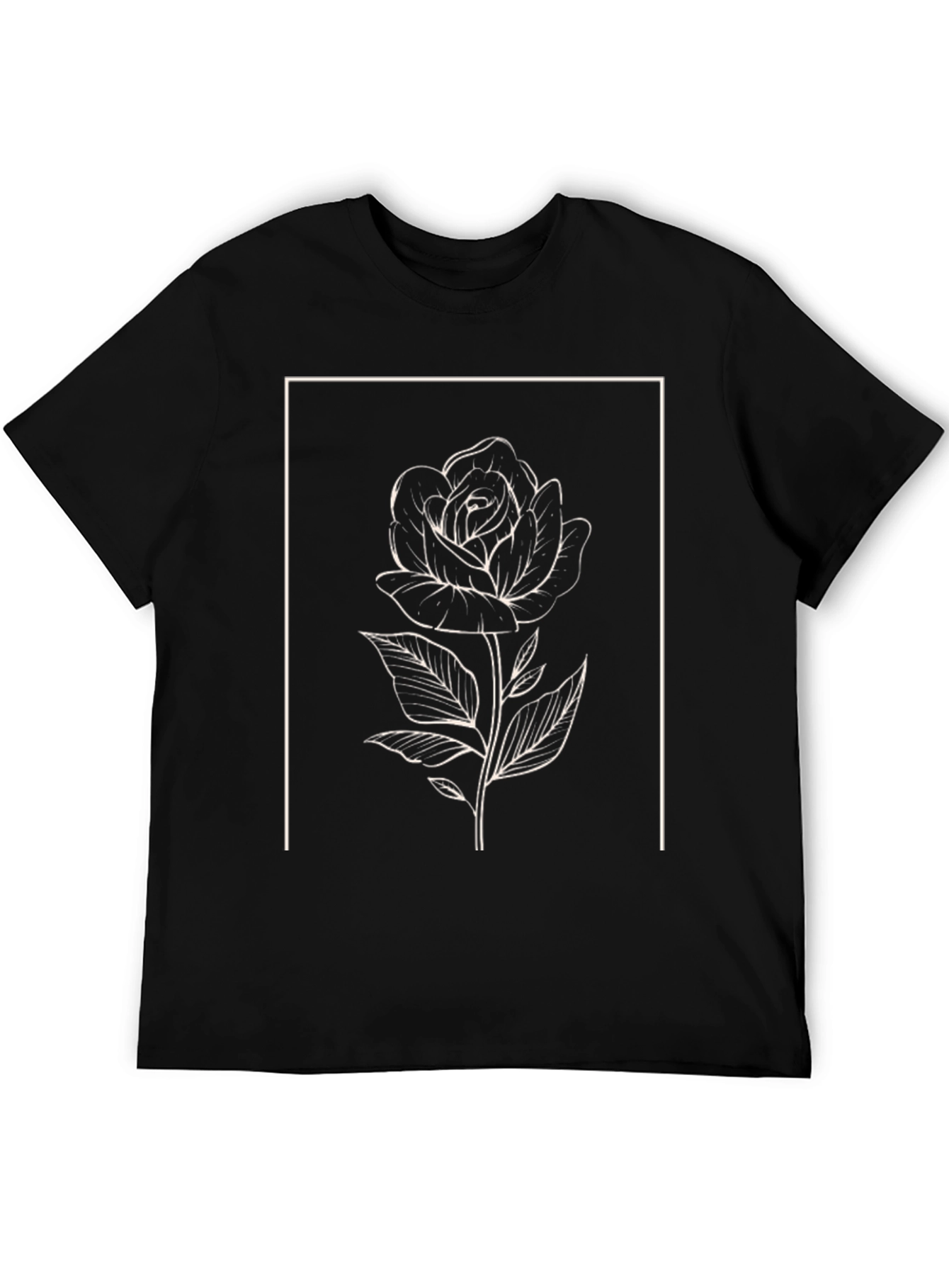 Elegant Rose Graphic Black T-Shirt