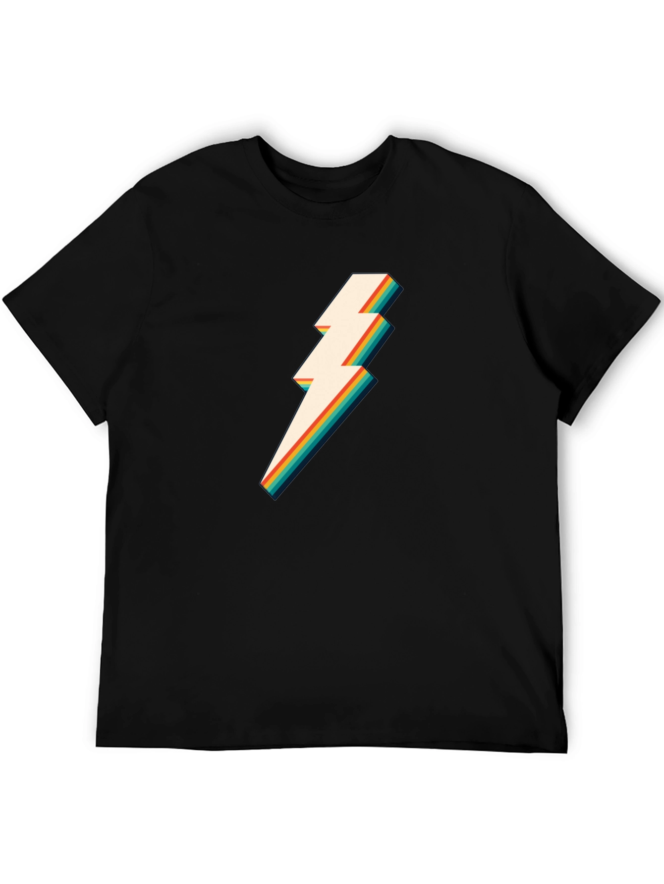 Retro Lightning Bolt Graphic Tee - Black T-Shirt