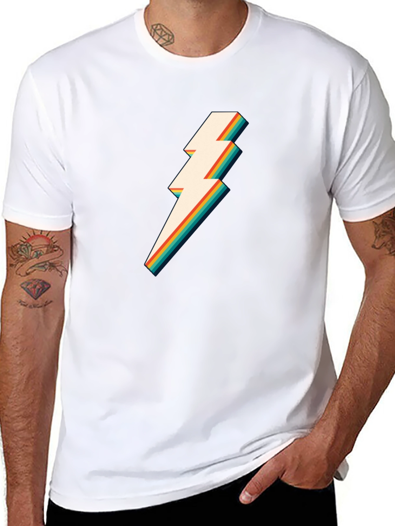 Retro Lightning Bolt Graphic Tee - Black T-Shirt