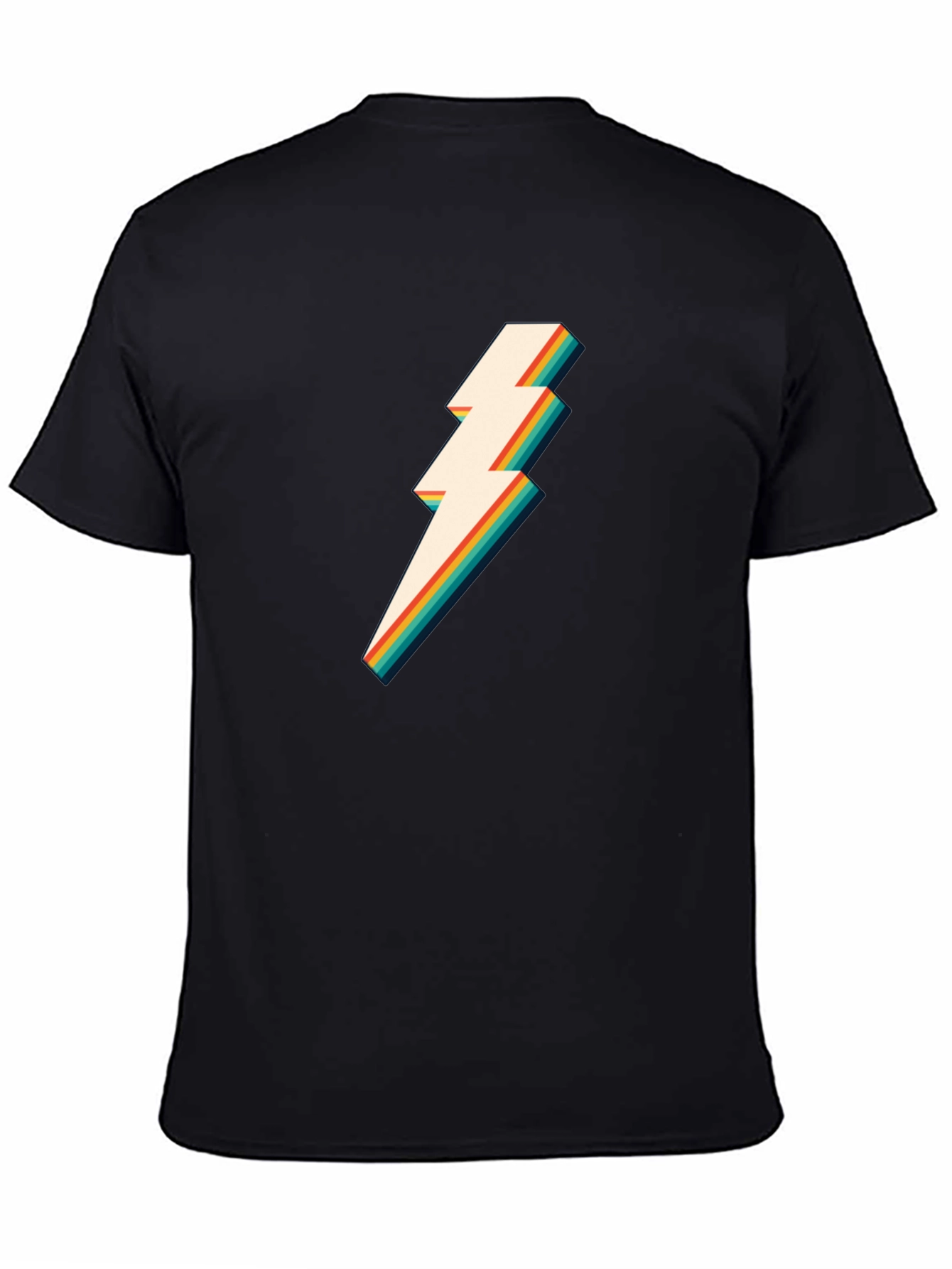 Retro Lightning Bolt Graphic Tee - Black T-Shirt