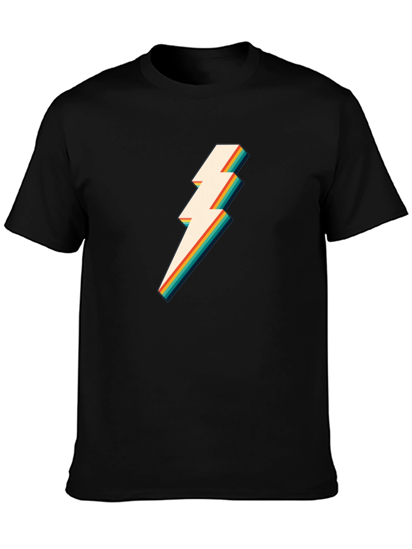 Retro Lightning Bolt Graphic Tee - Black T-Shirt