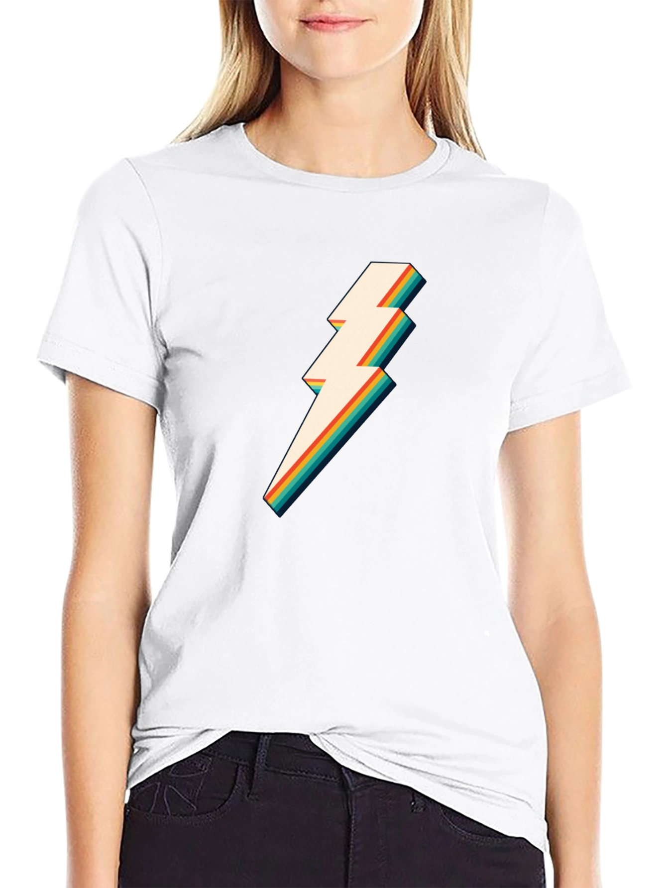 Retro Lightning Bolt Graphic Tee - Black T-Shirt