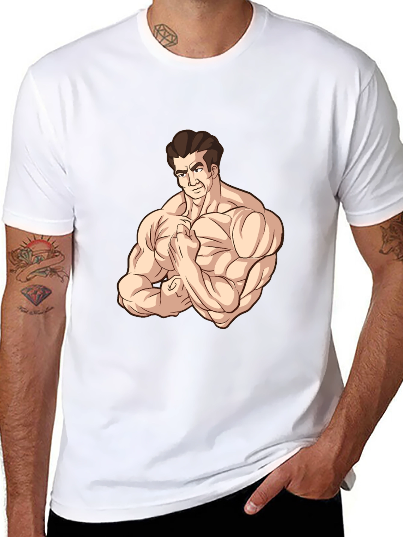 Muscle Man Graphic Tee - Black Cotton T-Shirt