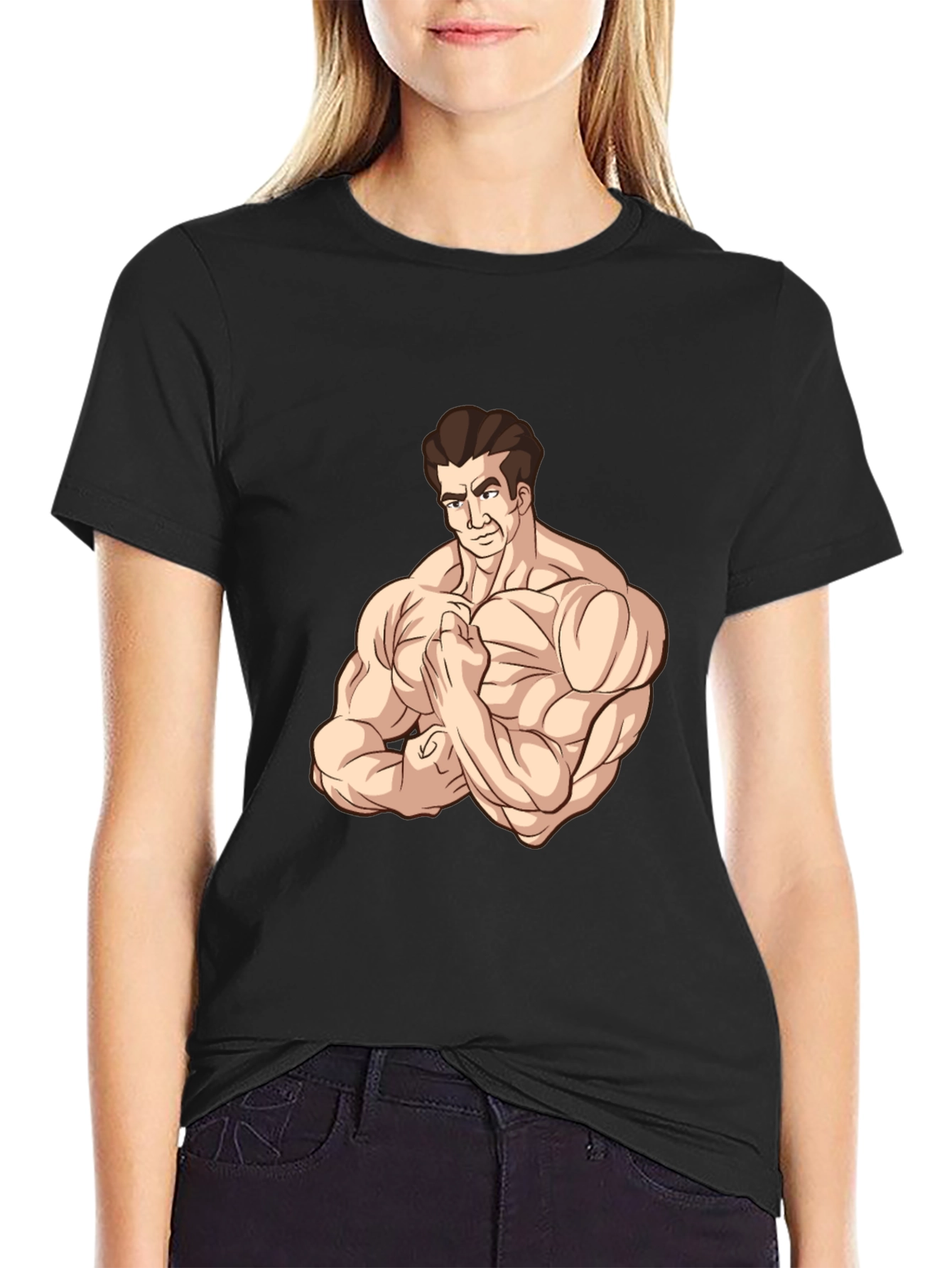 Muscle Man Graphic Tee - Black Cotton T-Shirt