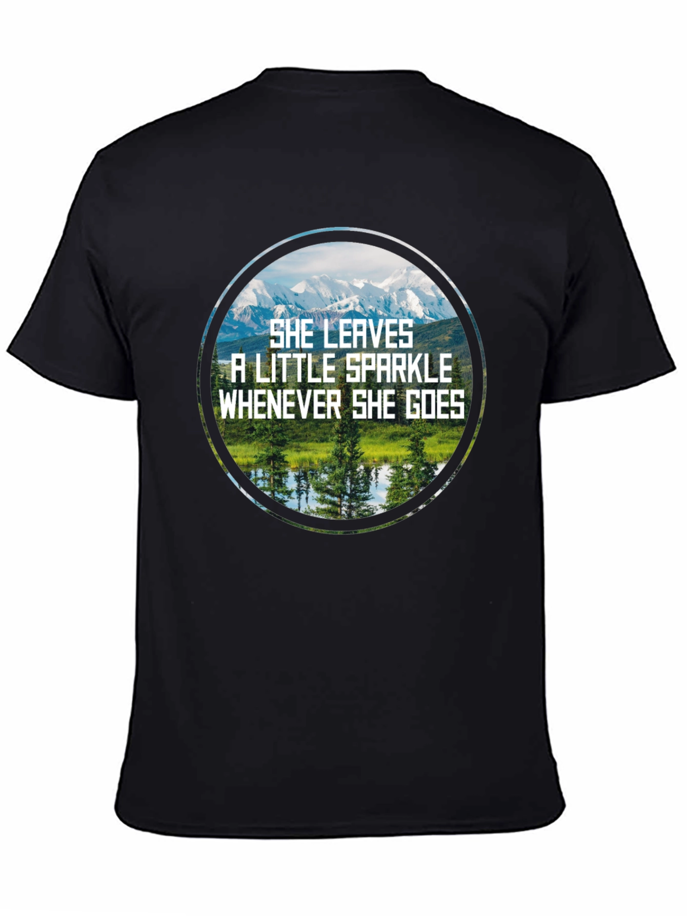 Sparkle Mountain Scene Black T-Shirt