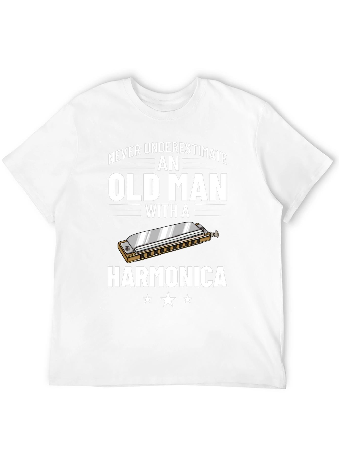 Never Underestimate an Old Man with a Harmonica T-Shirt