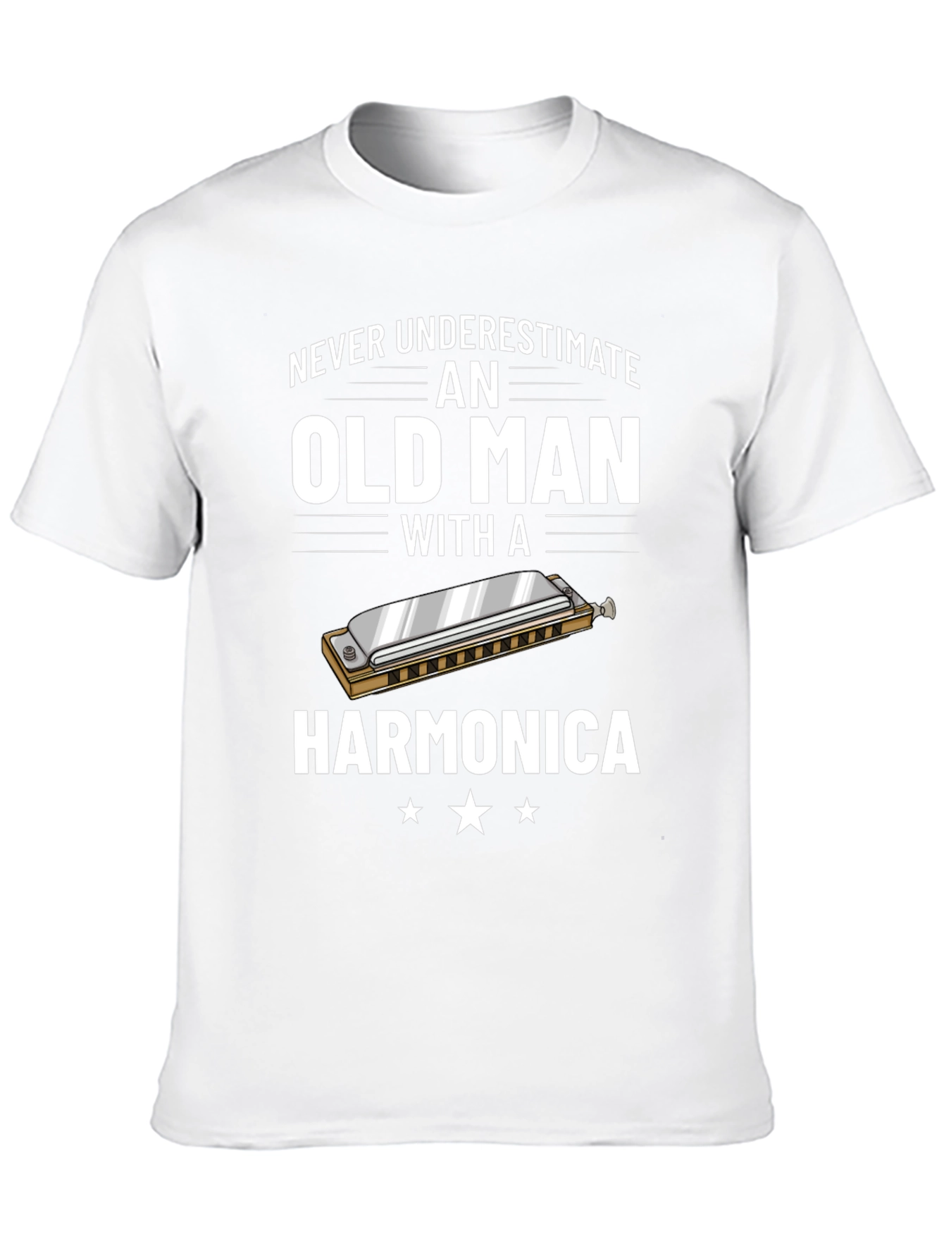 Never Underestimate an Old Man with a Harmonica T-Shirt