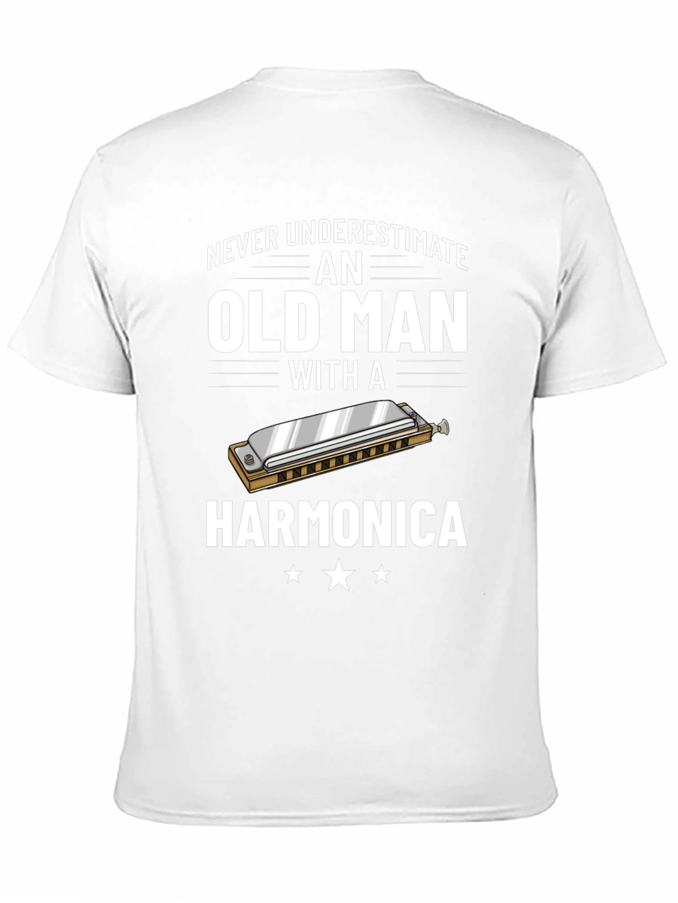 Never Underestimate an Old Man with a Harmonica T-Shirt