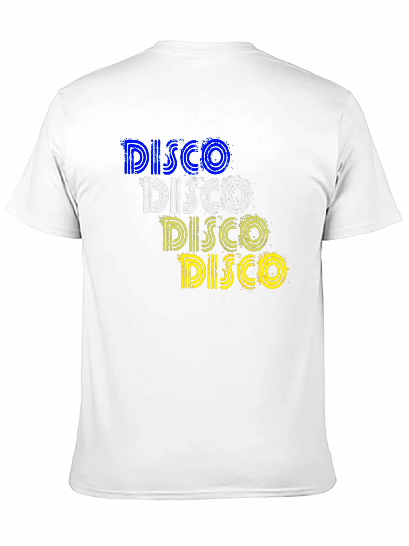 Retro Disco T-Shirt: Blue White Yellow Design