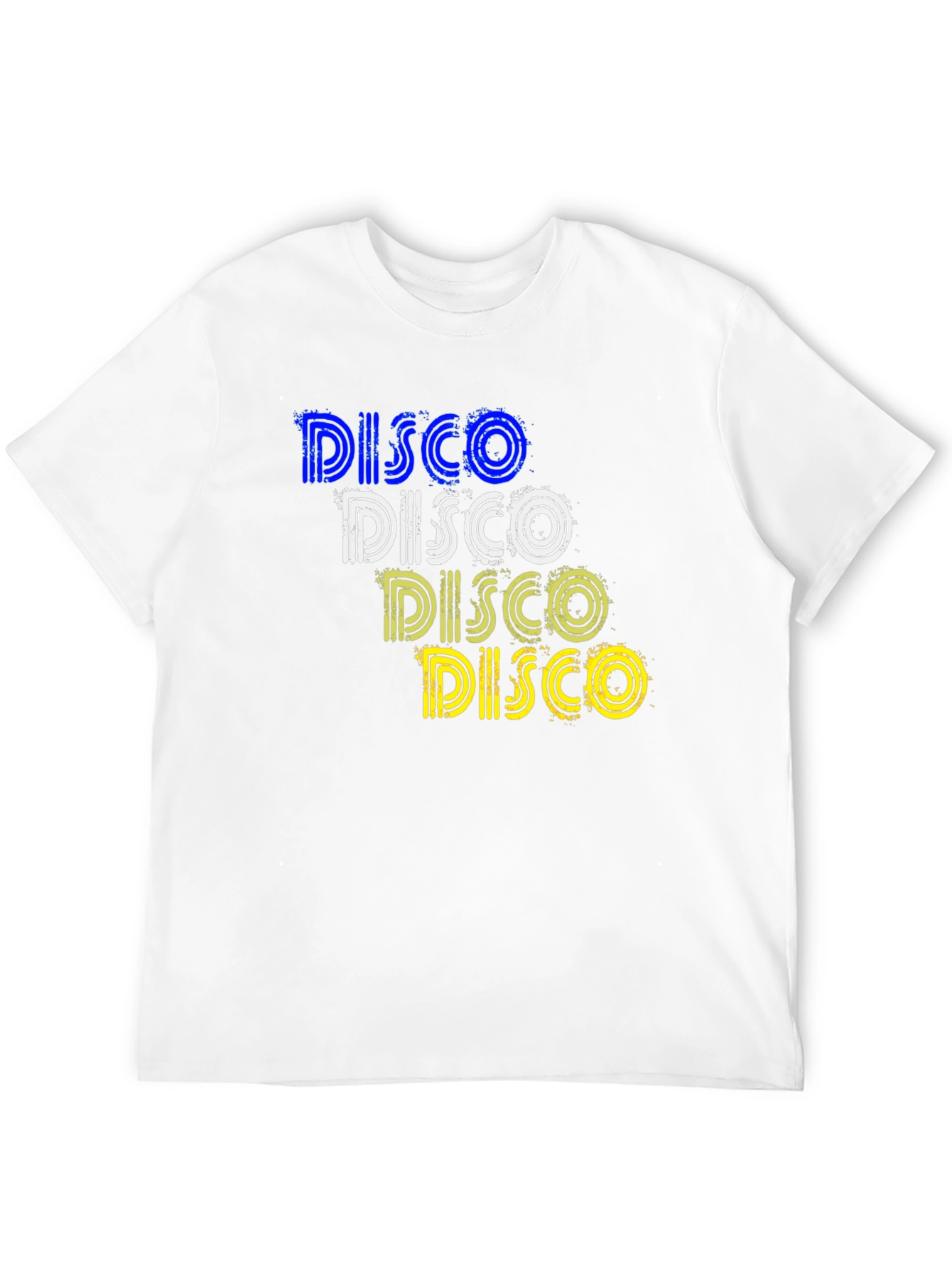 Retro Disco T-Shirt: Blue White Yellow Design