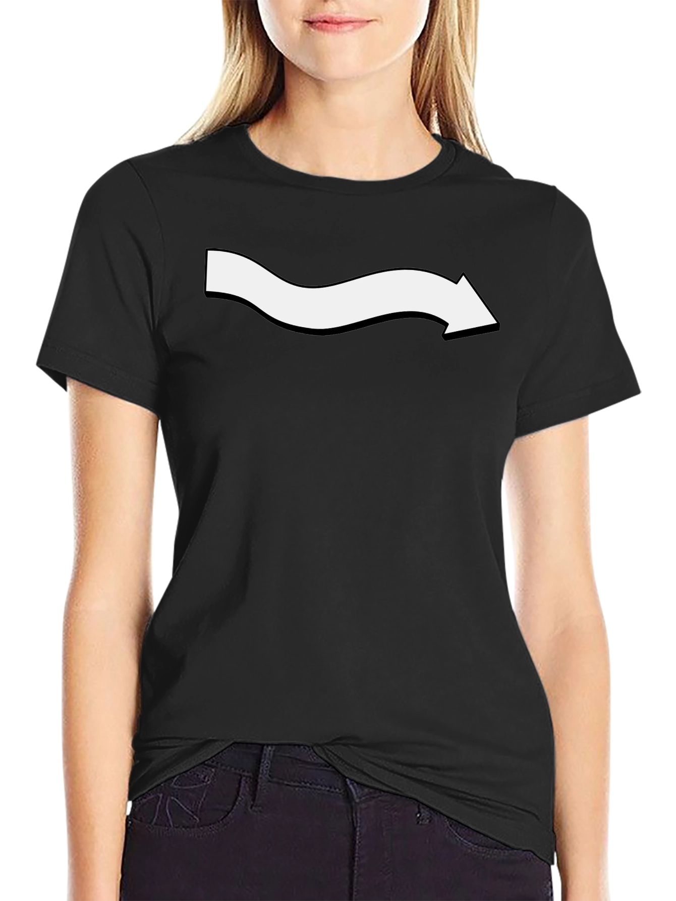 Mens Black T-Shirt with Wavy Arrow Design