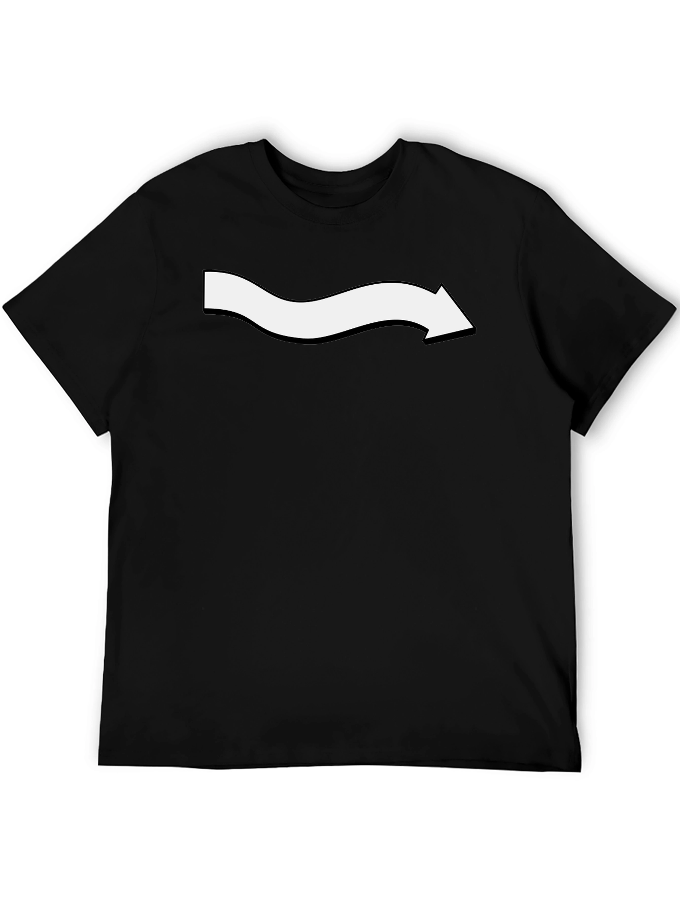Mens Black T-Shirt with Wavy Arrow Design