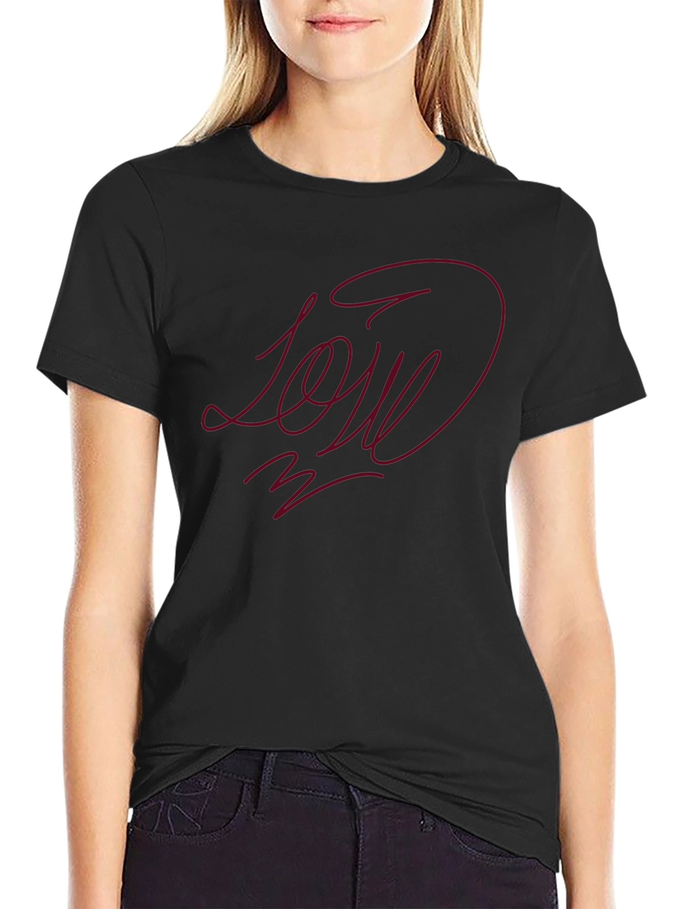 Stylish Black Tee with LOVE Design