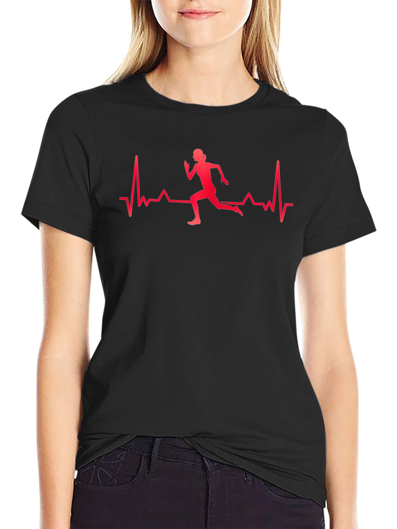 Runner Heartbeat Graphic Tee - Black