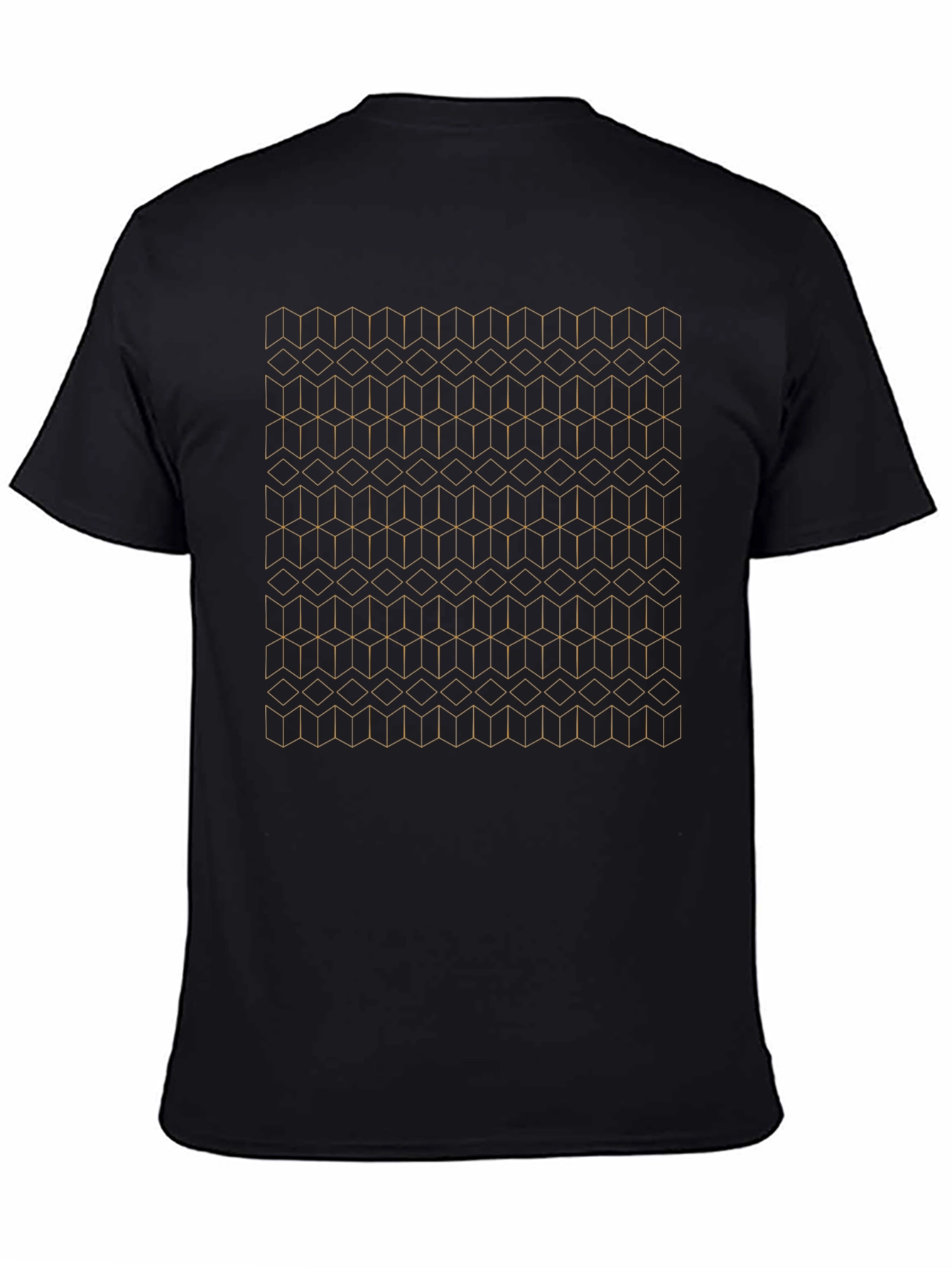 Geometric Cube Pattern Black T-Shirt