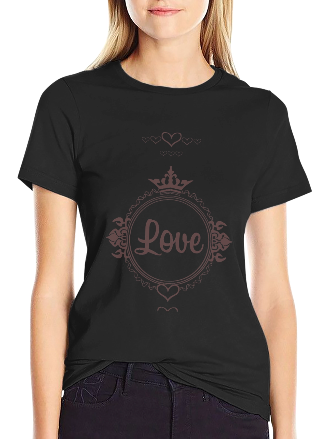 Love Crown Graphic Black Tee